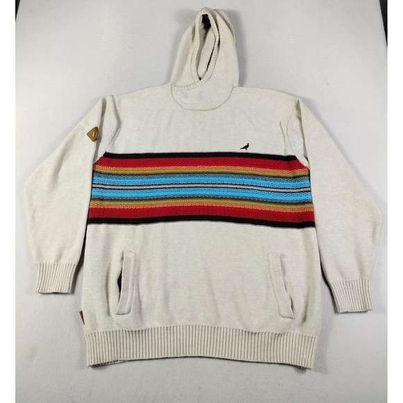 Staple Other - Jeff Staple Pigeon Sweater Mens 2XL Beige Hooded Striped Knit Casual Streetwear